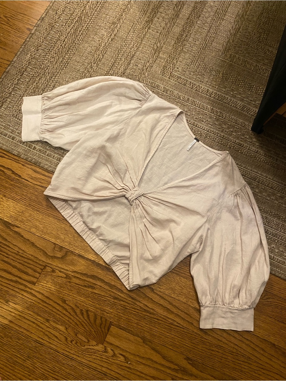 Young Fabulous & Broke Blush Knot-Front Puff Sleeve Top